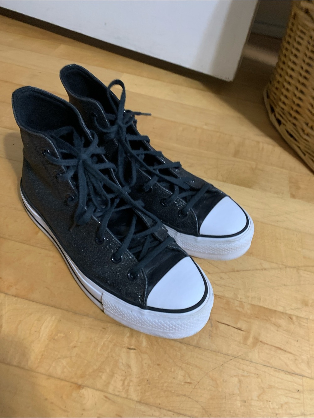 Converse Black High-Top Sneakers with White Toe